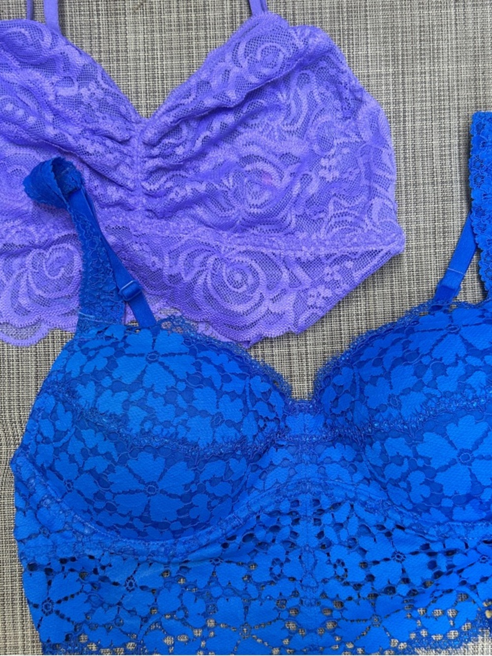 PINK Victoria's Secret Lace Bralette Duo in Lilac and Royal Blue